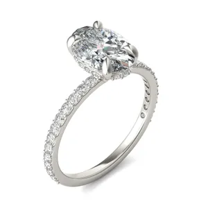 Oval Custom Hidden Halo 3/4 Eternity Engagement Ring image, 